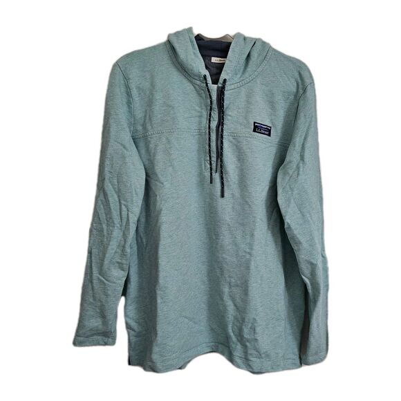 LL Bean Sweater Womens XL Teal 1/4 Button Rugby Pullover Long Sleeve Cotton - Picture 1 of 10